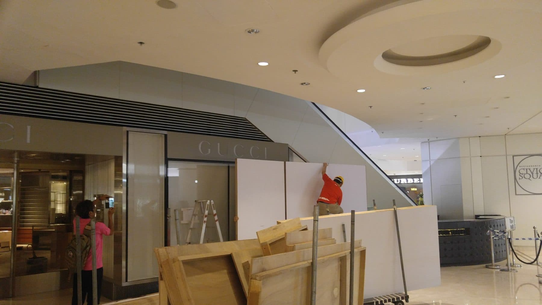 Gucci Fitout — storefront fitout, construction progress