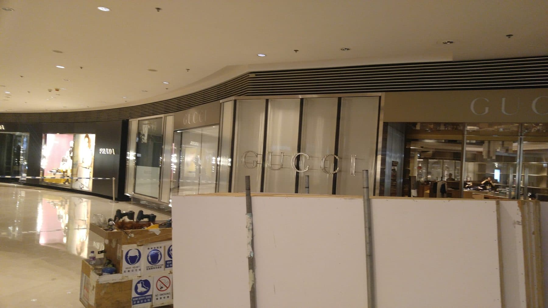 Gucci Fitout — storefront fitout, construction progress