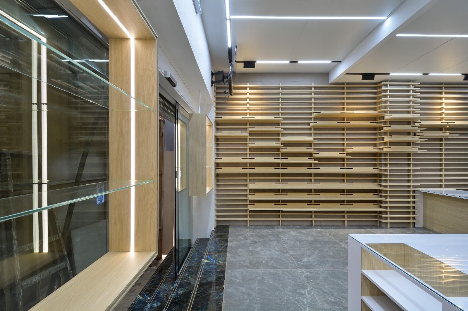 Tai Cheong Calendar Shop — shopfront display corridor, completed showcase