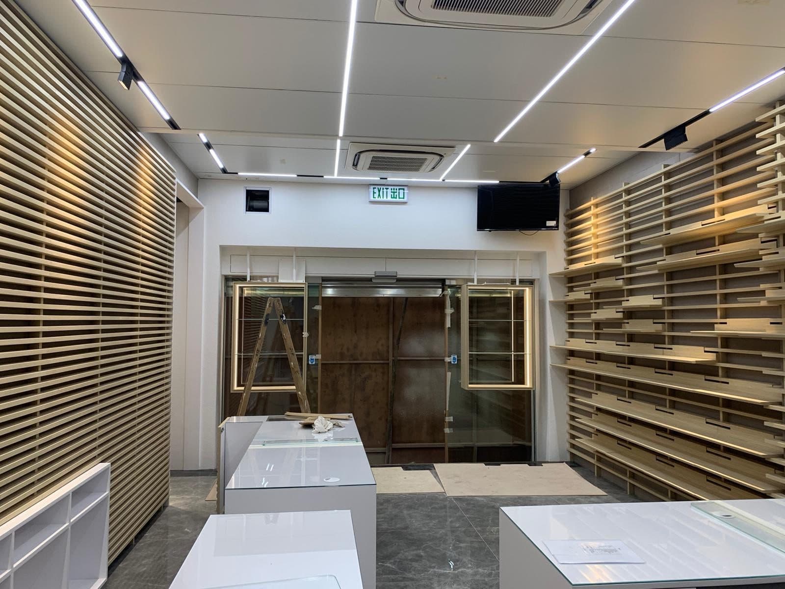 Tai Cheong Calendar Shop — front retail aisle, construction progress