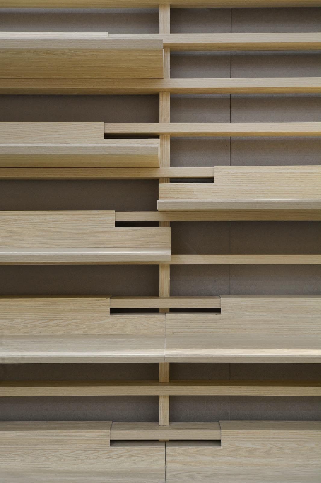 Tai Cheong Calendar Shop — timber slat shelving, details