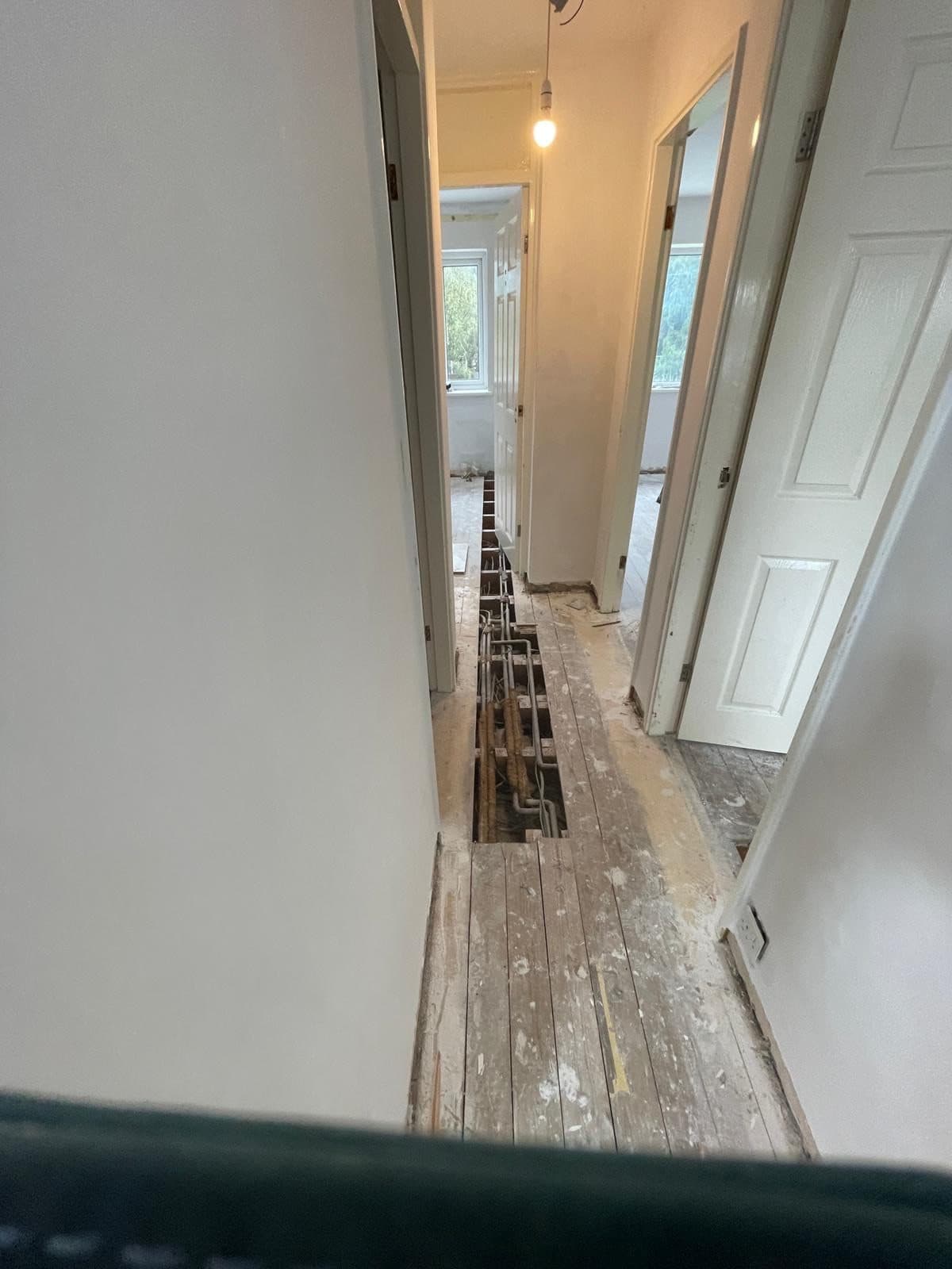B36 — Ground-floor hallway, construction progress