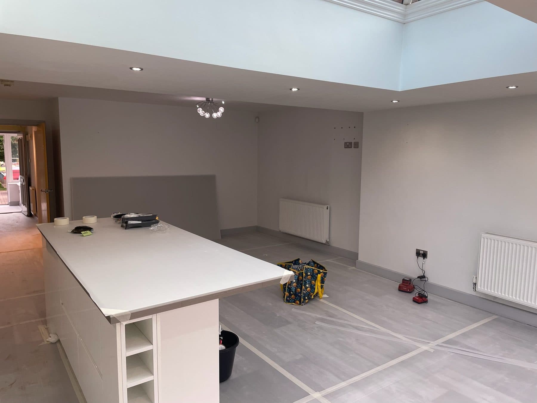 B90 King — Open-plan kitchen and living fit-out, construction progress