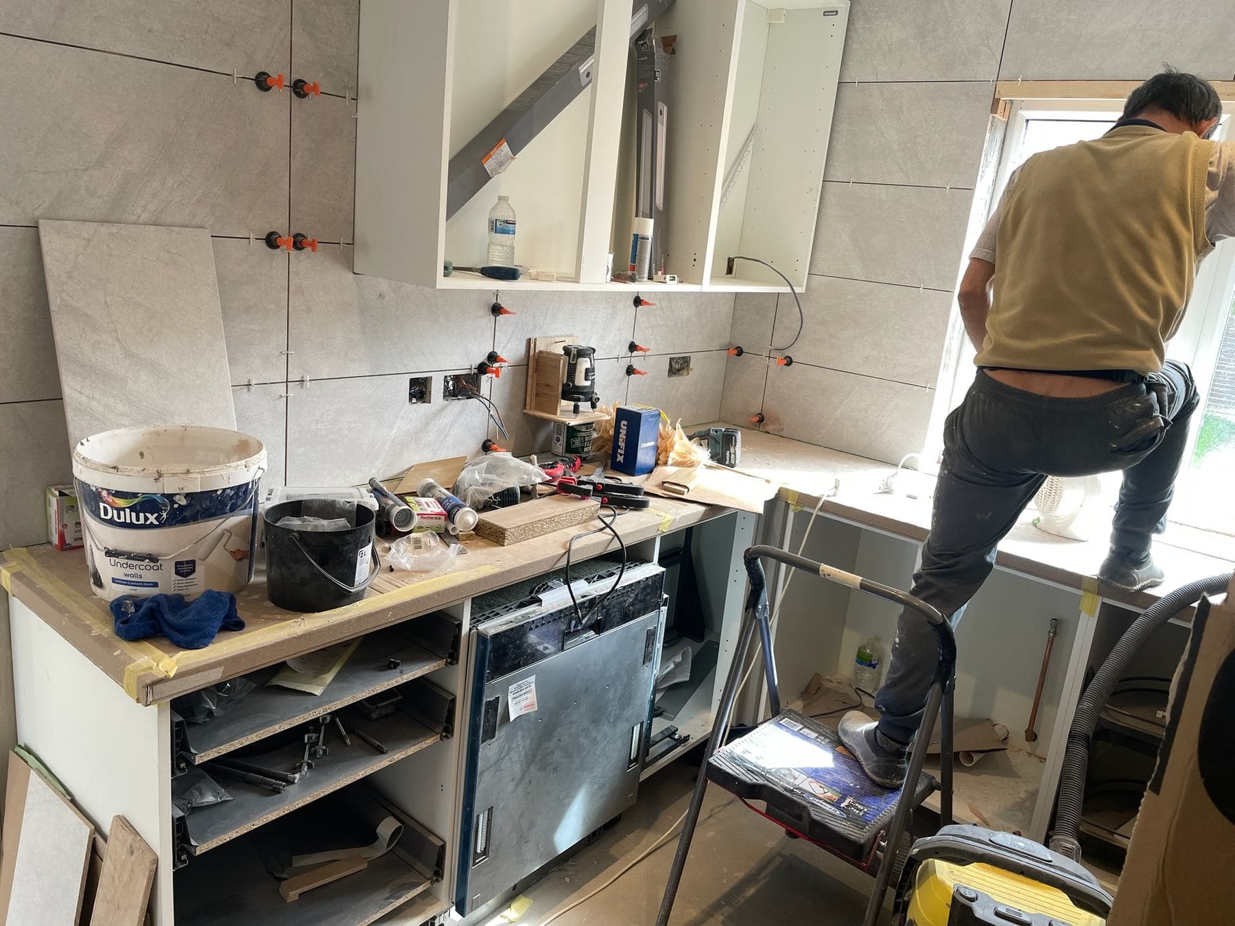 B93 — Kitchen Tiling and Cabinet Fit-out, construction progress